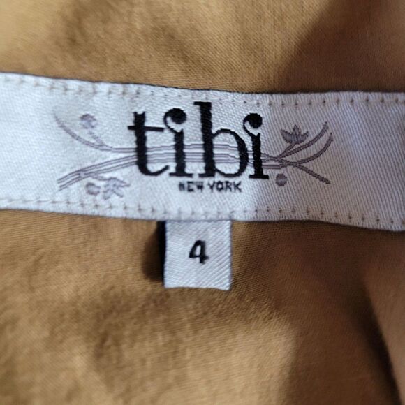 Tibi Balloon Dress 4 Camel Black Flower Applique Oversized Casual Grunge - Picture 16 of 16